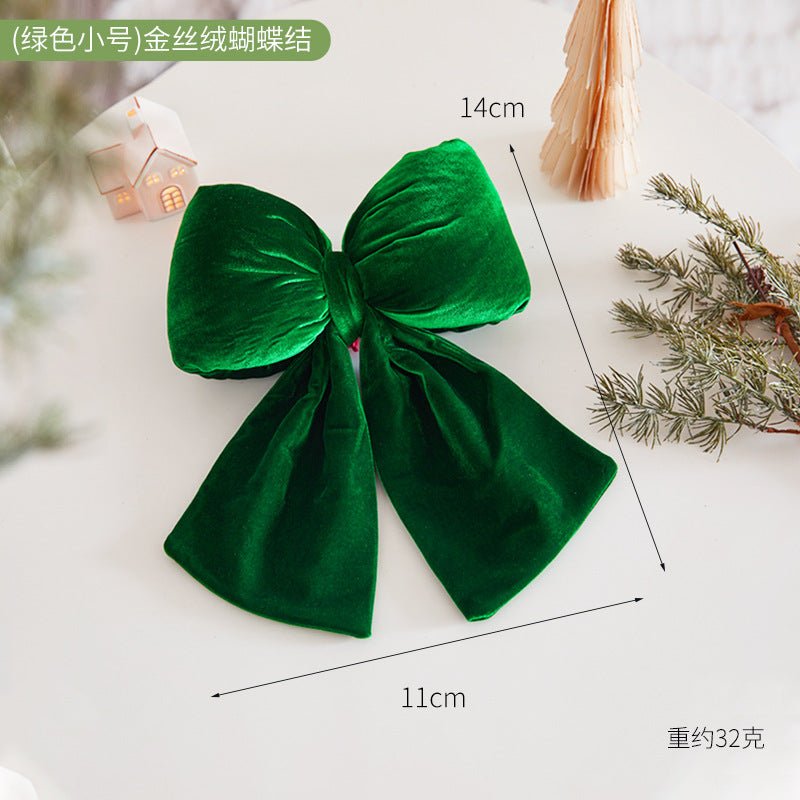 Christmas Tree Decoration Home Gold Velvet Bow Large Pendant Photo Atmosphere Props Atmosphere Flocking Bow - Kasa & Pet