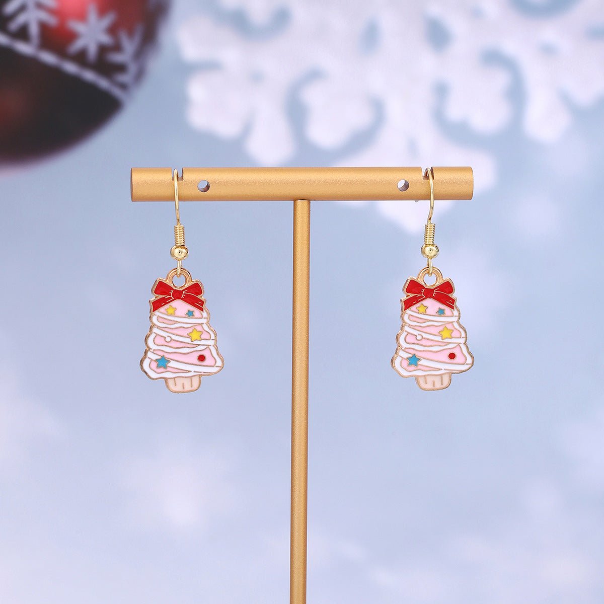 Cross-border personality Christmas series elk gingerbread earrings European and American cartoon oil Santa Claus earrings