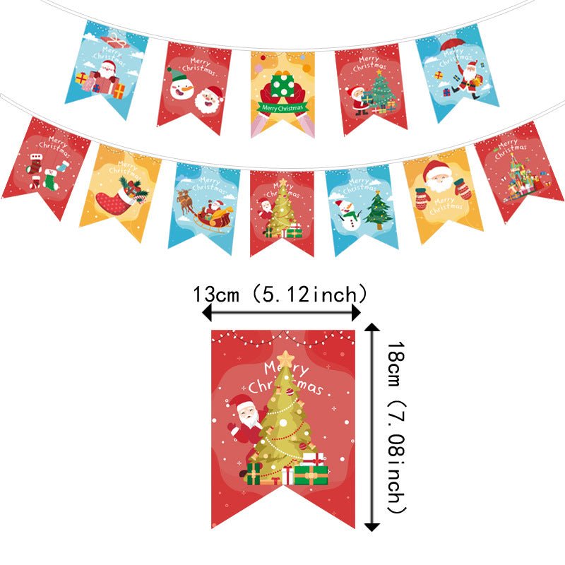 Amazon New Product Party Supplies Christmas Flag Set Christmas Garland Banner Venue Decoration