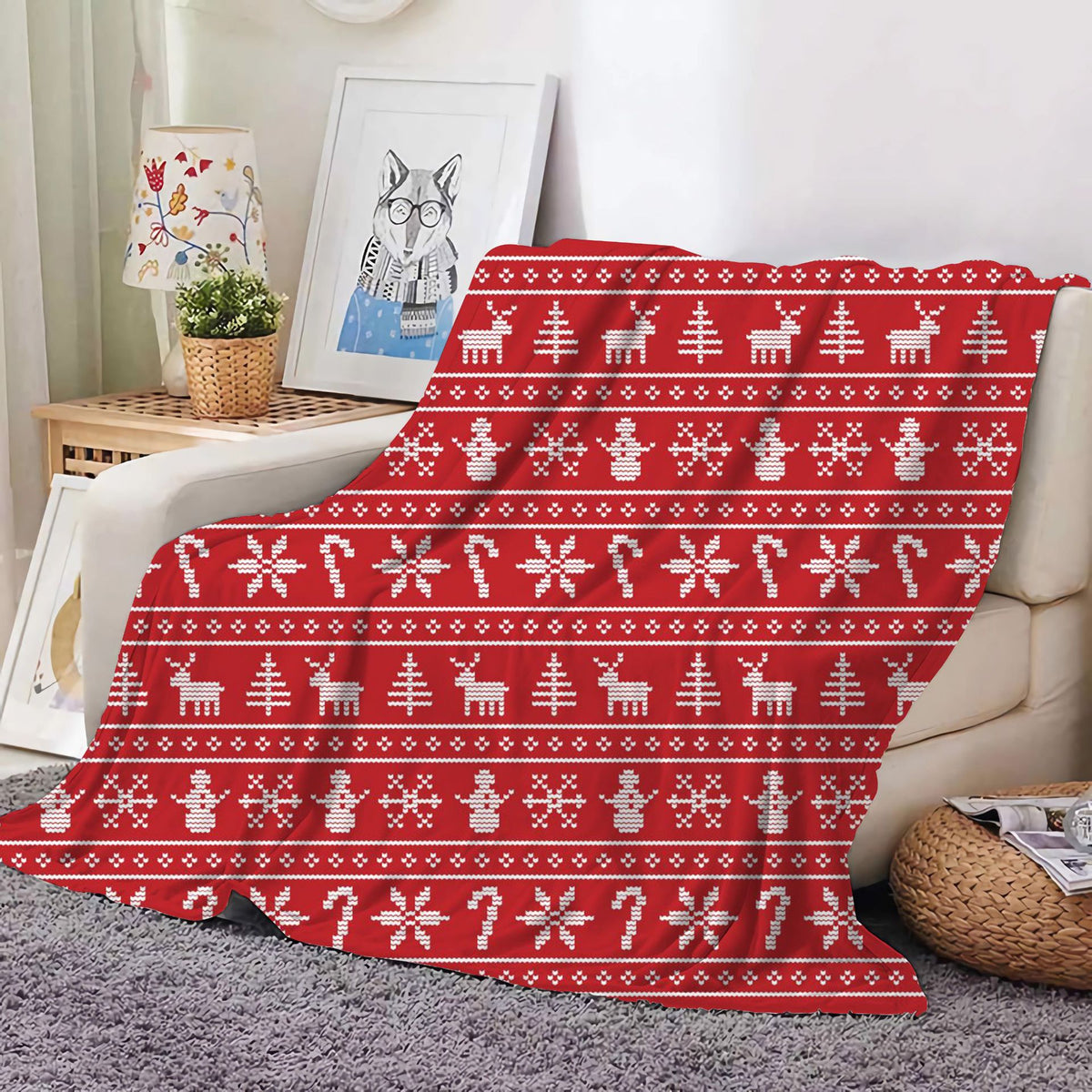 Christmas Decoration Blanket Holiday Blanket Red Festive Blanket Christmas Tree Polo Sofa Blanket Flannel Blanket