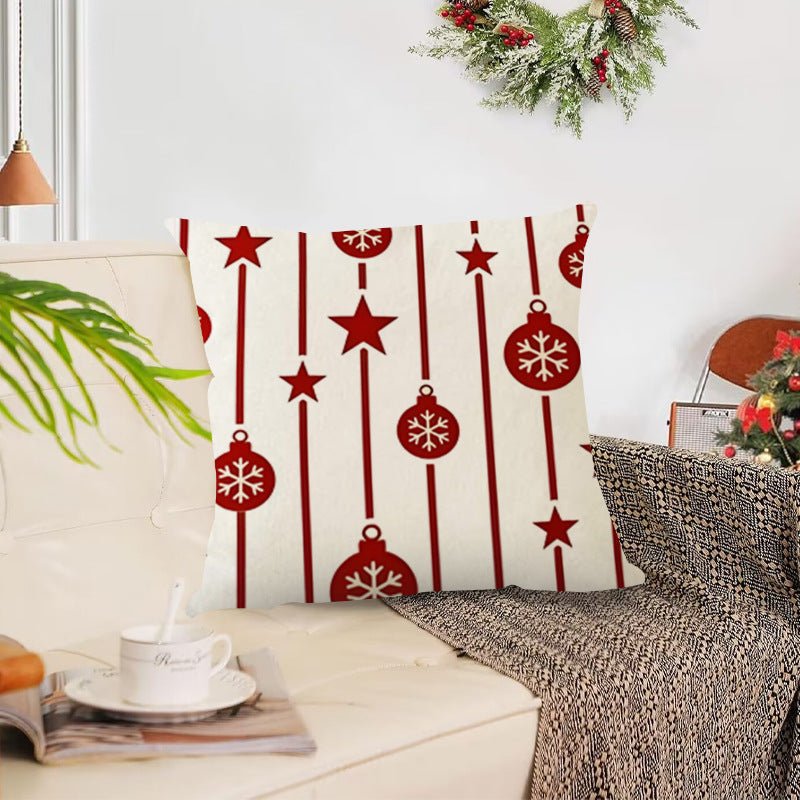 Christmas Pillow Case Red Christmas Tree Snowflake Printed Pillow Case Holiday Sofa Decorative Cushion Cover Wholesale
