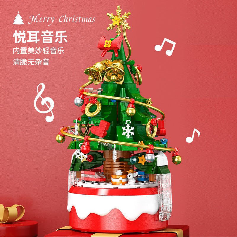 Lele Brothers 8756 Christmas Tree Music Box Assembled Christmas Building Blocks Toy Ornaments Christmas Holiday Gifts Wholesale