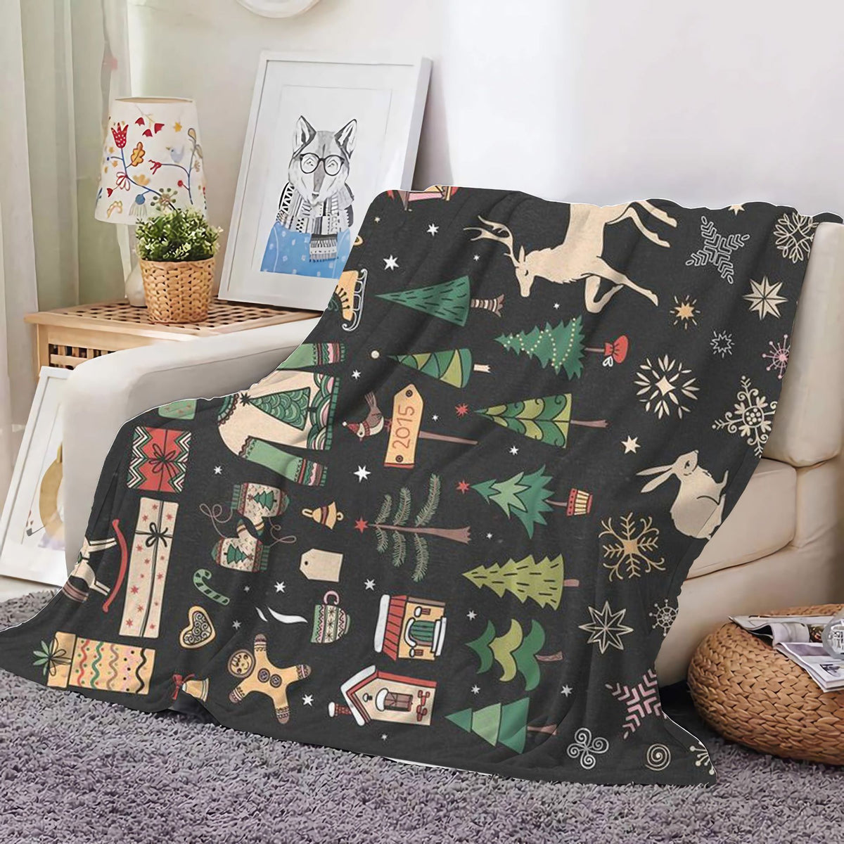 Christmas Decoration Blanket Holiday Blanket Red Festive Blanket Christmas Tree Polo Sofa Blanket Flannel Blanket - Kasa & Pet