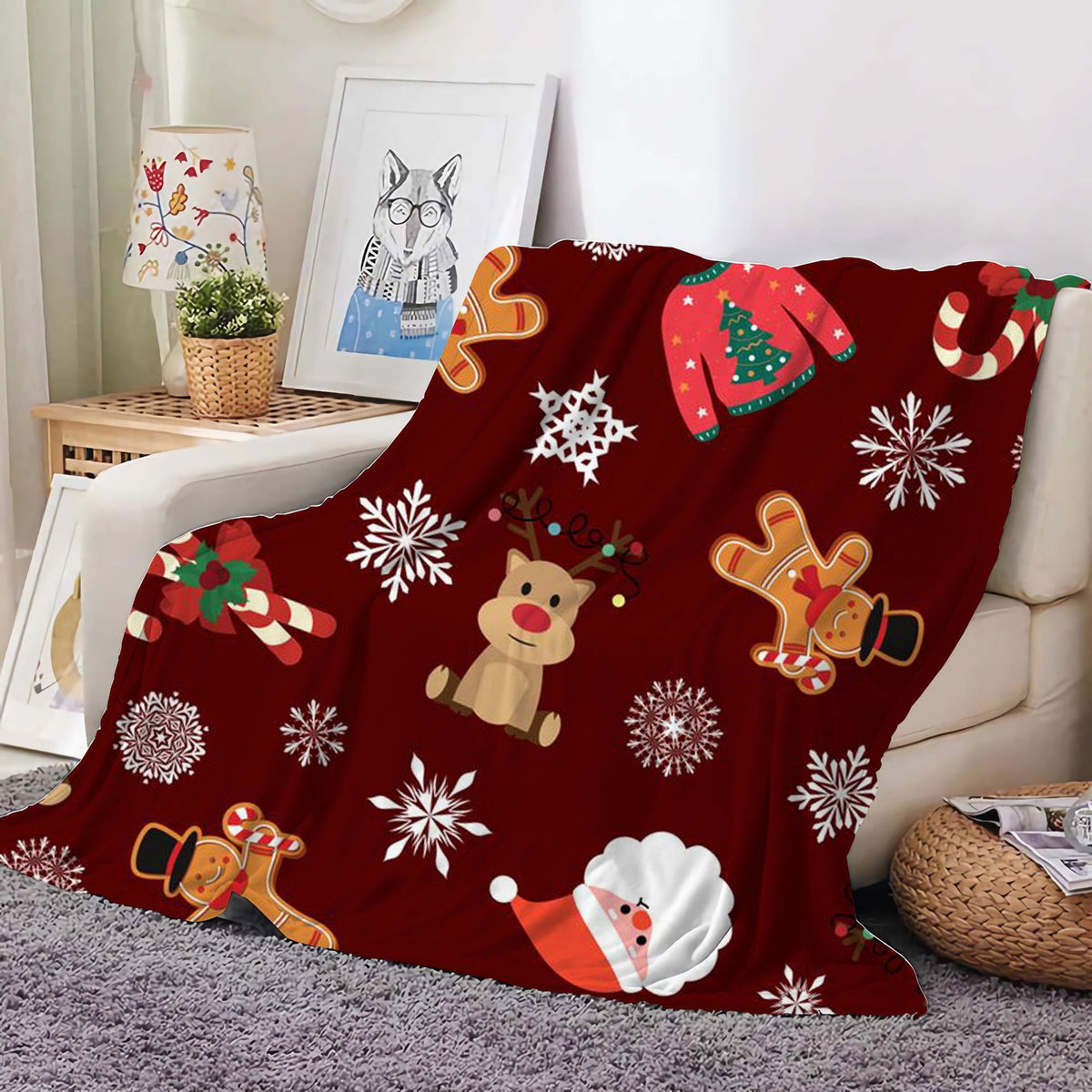 Christmas Decoration Blanket Holiday Blanket Red Festive Blanket Christmas Tree Polo Sofa Blanket Flannel Blanket - Kasa & Pet