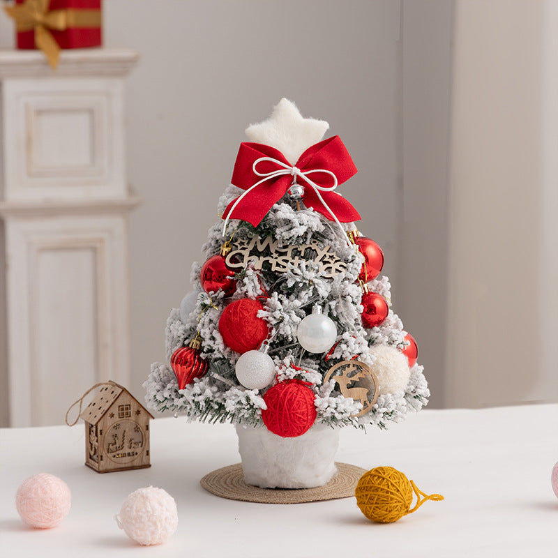 Christmas tree new desktop christmas tree pvc with lights christmas tree mini diy christmas decoration flocking
