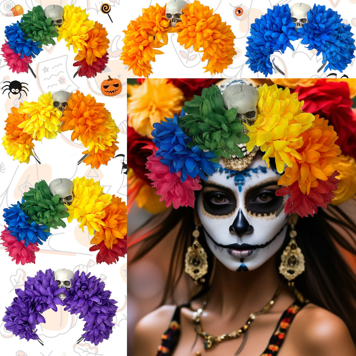 Spider Flower Party Halloween New Flower Headdress Hair Hoop Wholesale Makeup Personality European and American Cosplay