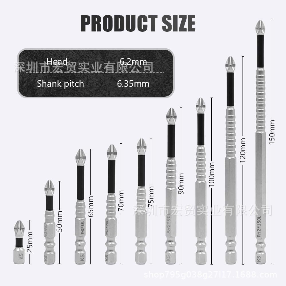 K5 anti-impact non-slip batch head with threaded cross strong magnetic drill starting head super hard hexagonal suit electric screwdriver