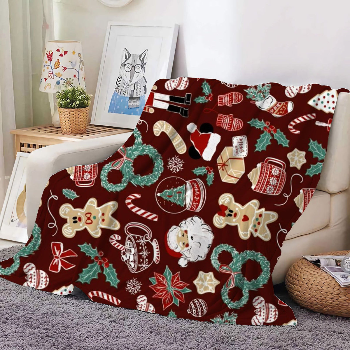 Christmas Decoration Blanket Holiday Blanket Red Festive Blanket Christmas Tree Polo Sofa Blanket Flannel Blanket - Kasa & Pet