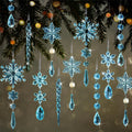 18Pcs Christmas Tree Decoration Crystal Christmas Decorations Hanging Acrylic Snowflakes and Icicles Christmas Tree Pendants
