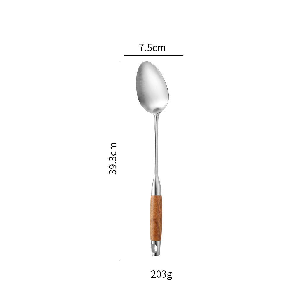 Cross-Border Kitchenware 316 Stainless Steel Spatula for Cooking Household Soup Spoon Rosewood Handle Spatula Kitchen Utensils Frying Spoon - Kasa & Pet