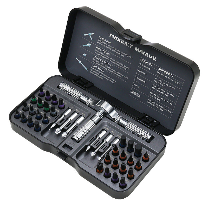 Multifunctional Ratchet Screwdriver Set 40-in-1 S2 Steel Strong Magnetic Screwdriver Household Tool Combination Set Customized