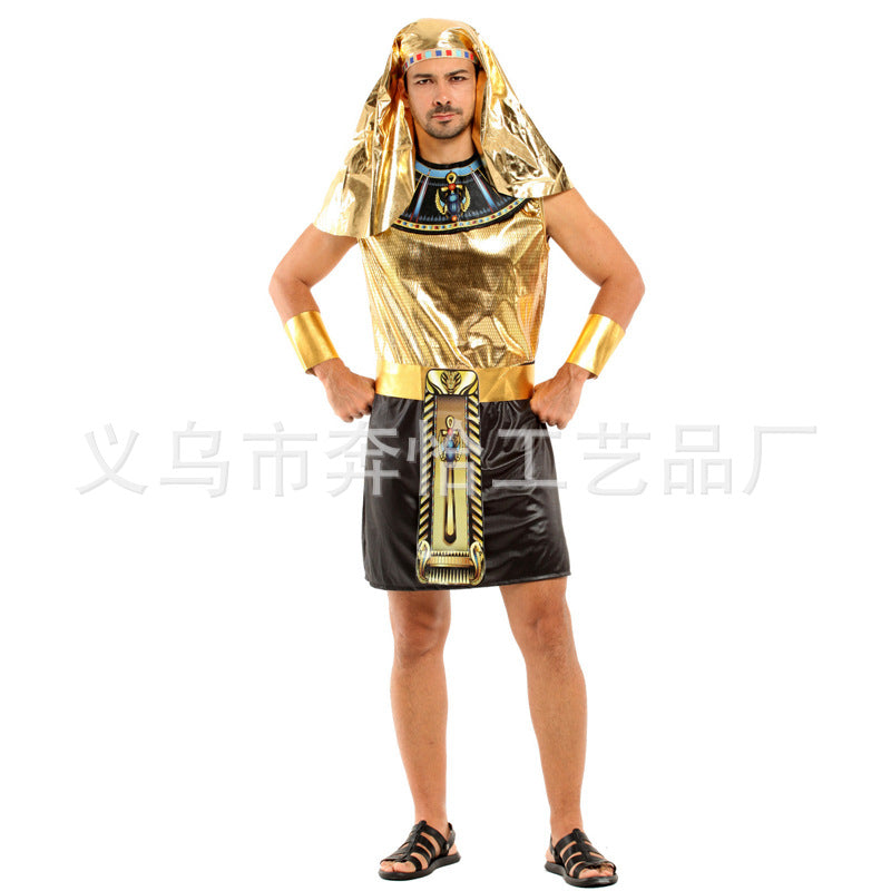 Halloween Egyptian Pharaoh Costume Ball Indian Savage Performance Props Indigenous Headwear Feather Pharaoh Hat