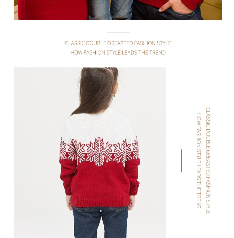 Amazon New Christmas Family Clothes Jacquard Turtleneck Sweater Christmas Clothing in stock Wholesale