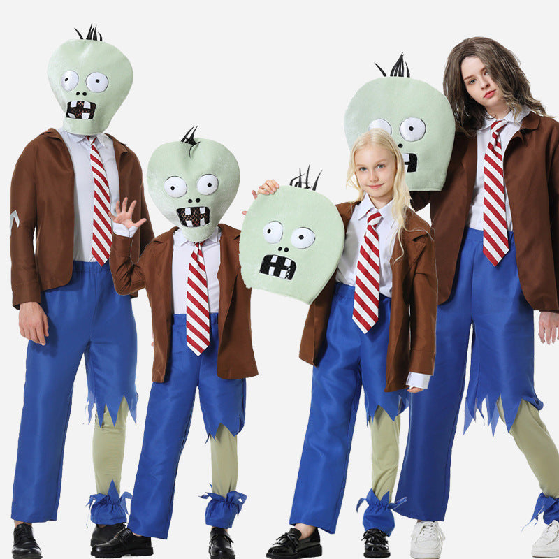 Parent-Child Clothing for Girls Adult Halloween Plants Vs. Zombies Anthropomorphic Doll Role-Playing Clothing Stage Performance Clothing