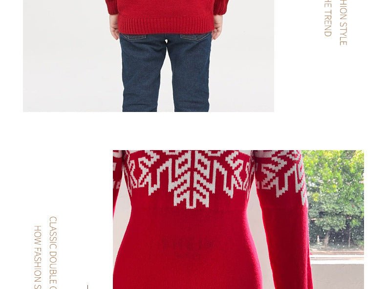 Amazon New Christmas Family Clothes Jacquard Turtleneck Sweater Christmas Clothing in stock Wholesale