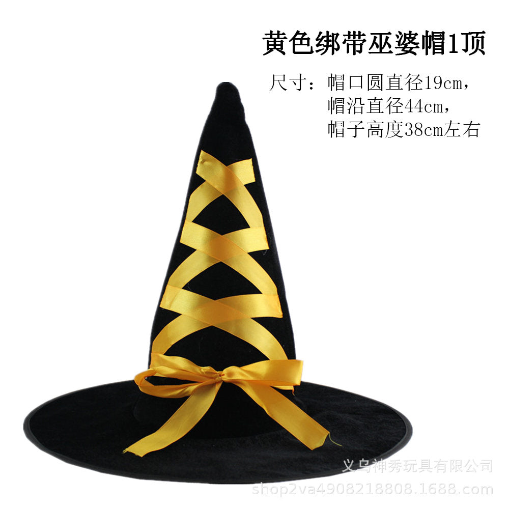 Halloween Prom Party Hat Witch Hat Witch Hat Spare Hat Printed Pumpkin Hat Black Pointed Hat