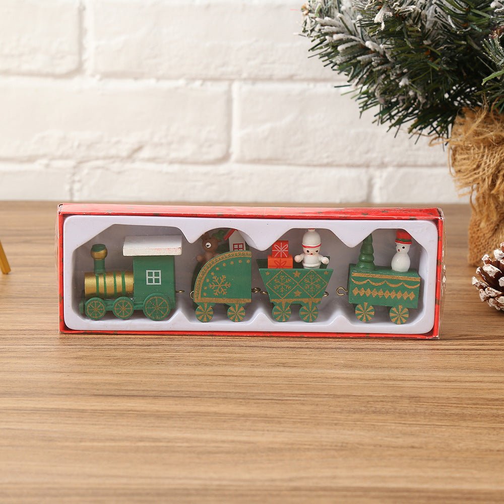 Strict selection of Christmas decorations cartoon creative children's Christmas gifts small train wooden window desktop ornaments