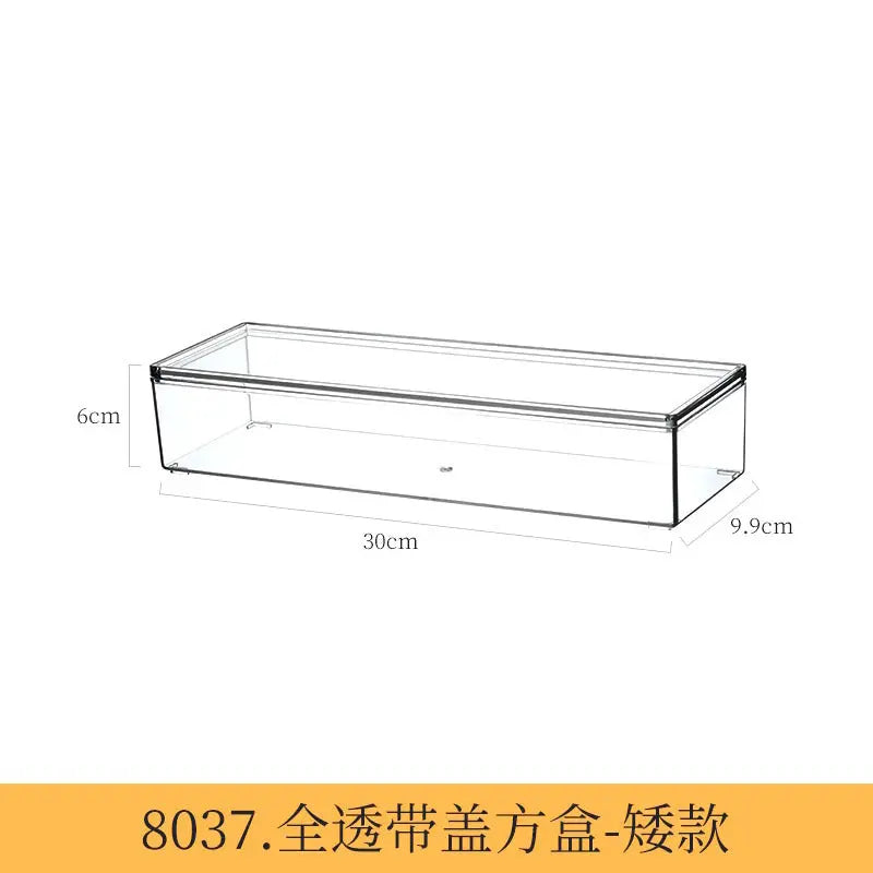 Desktop Storage Box Drawer Built-in Partition Transparent Acrylic Narrow Long Rectangular Cosmetic Workstation Kitchen Kasa & Pet