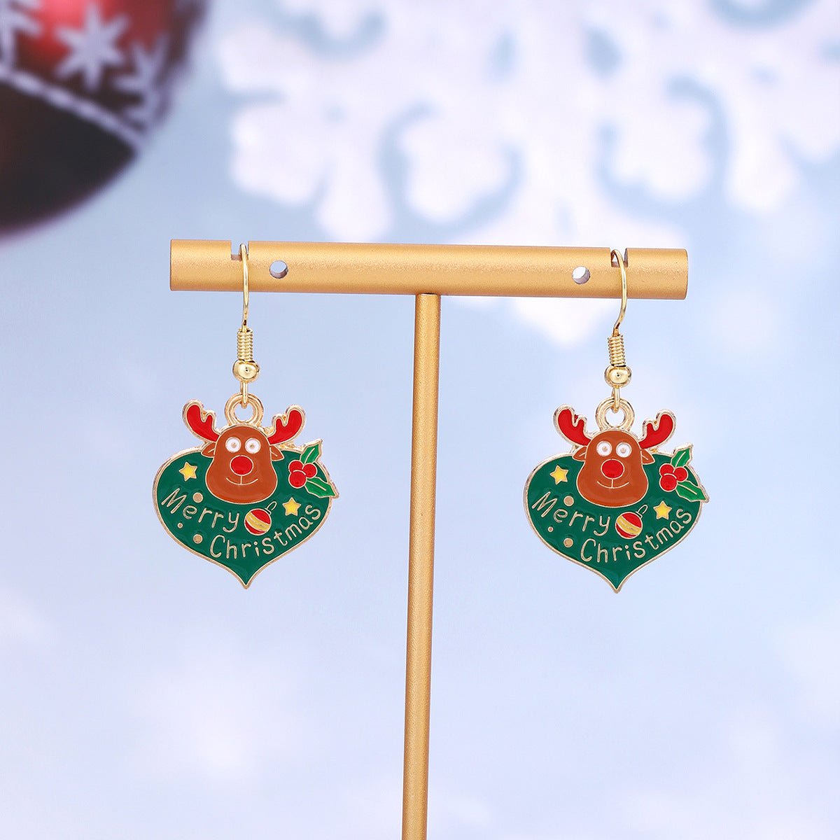 Cross-border personality Christmas series elk gingerbread earrings European and American cartoon oil Santa Claus earrings