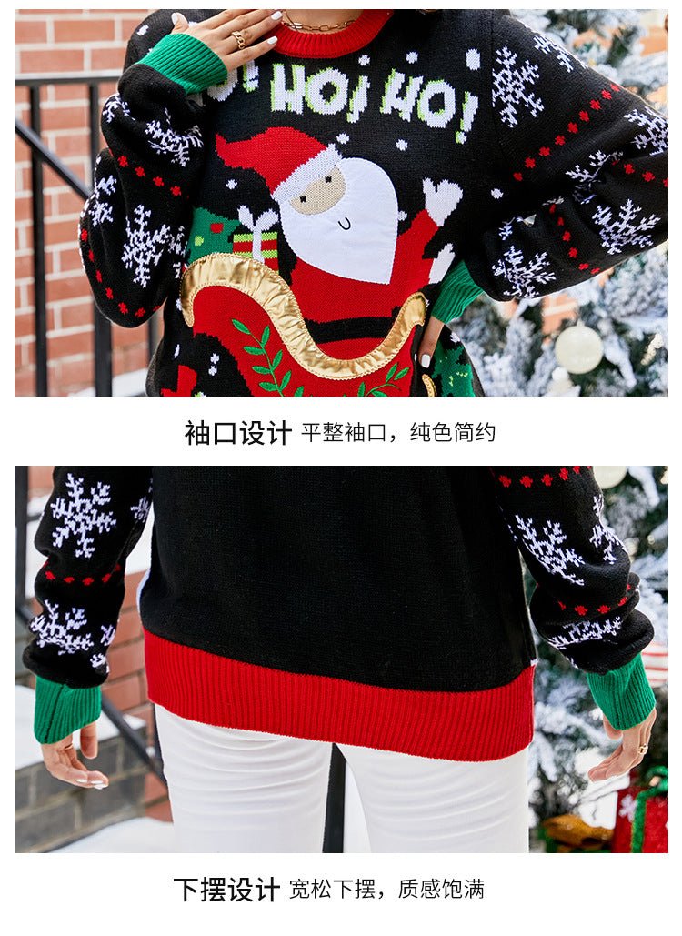 Cross-Border Popular Santa Claus European and American Sweater for Women 2025 Autumn and Winter New Sweet Embroidered Pullover Christmas Sweater