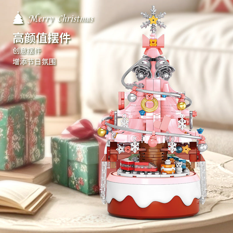 Lele Brothers 8756 Christmas Tree Music Box Assembled Christmas Building Blocks Toy Ornaments Christmas Holiday Gifts Wholesale