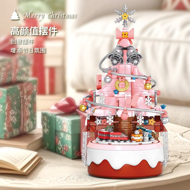 Lele Brothers 8756 Christmas Tree Music Box Assembled Christmas Building Blocks Toy Ornaments Christmas Holiday Gifts Wholesale