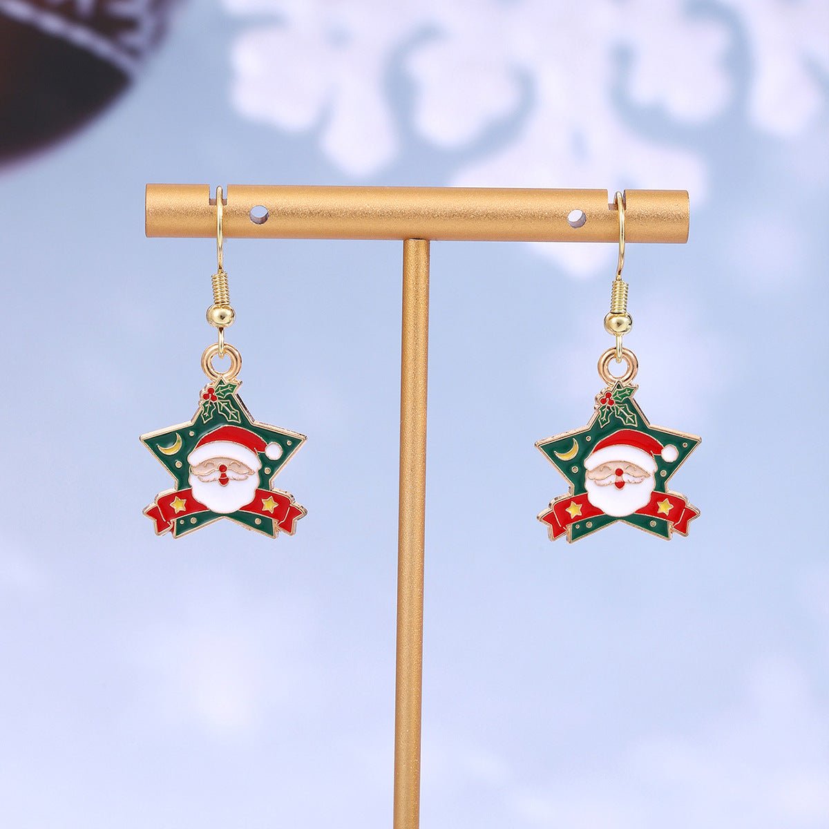 Cross-border personality Christmas series elk gingerbread earrings European and American cartoon oil Santa Claus earrings