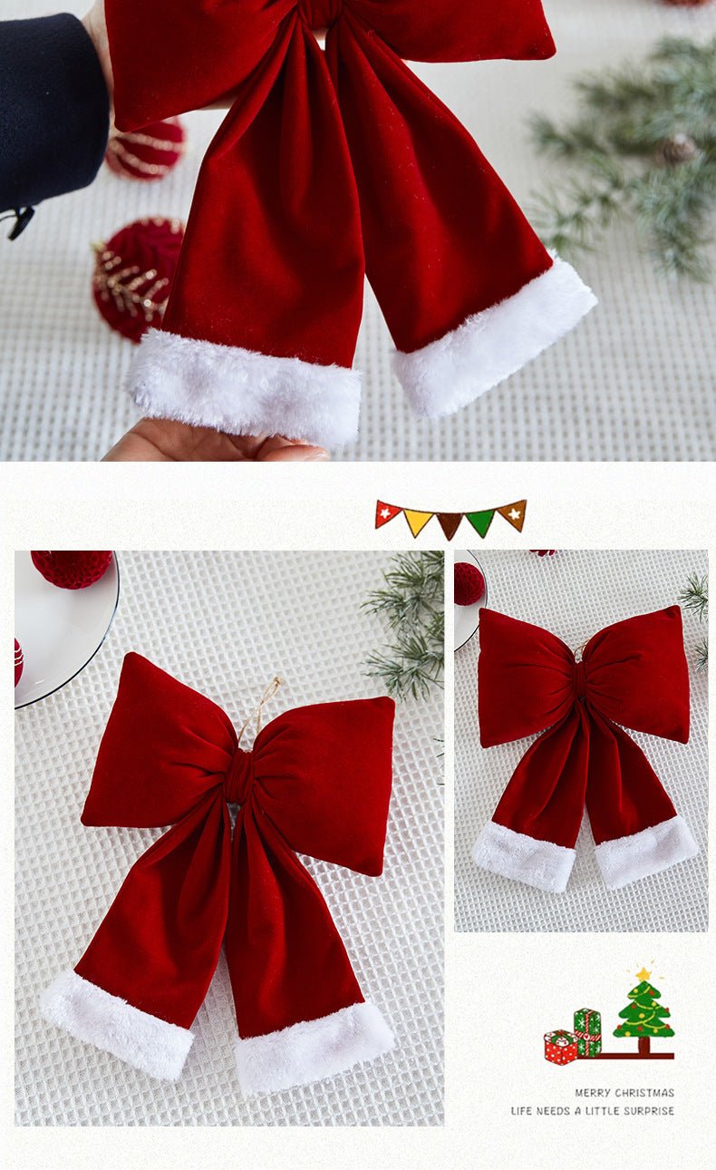 Christmas Tree Decoration Home Gold Velvet Bow Large Pendant Photo Atmosphere Props Atmosphere Flocking Bow