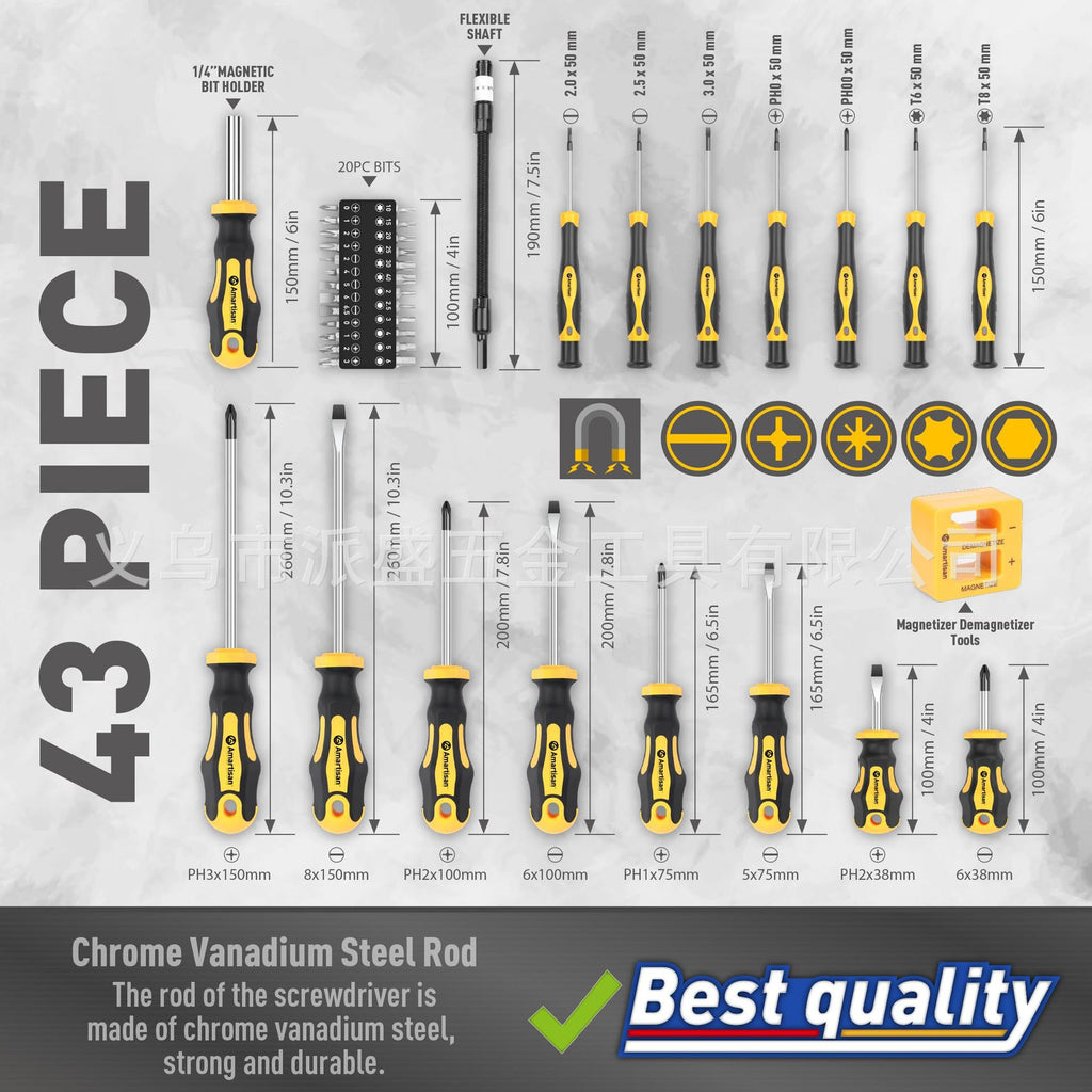 43pcs household professional portable magnetic cross screwdriver suit 43-piece screwdriver suit