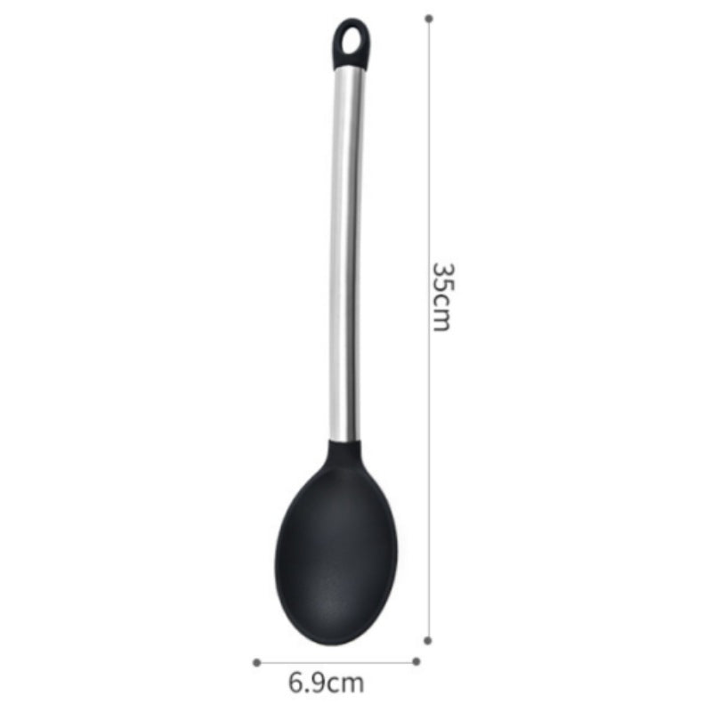 Silicone kitchenware suit 8-piece set stainless steel tube handle spatula baking scraper egg beater cooking hot pot spoon - Kasa & Pet