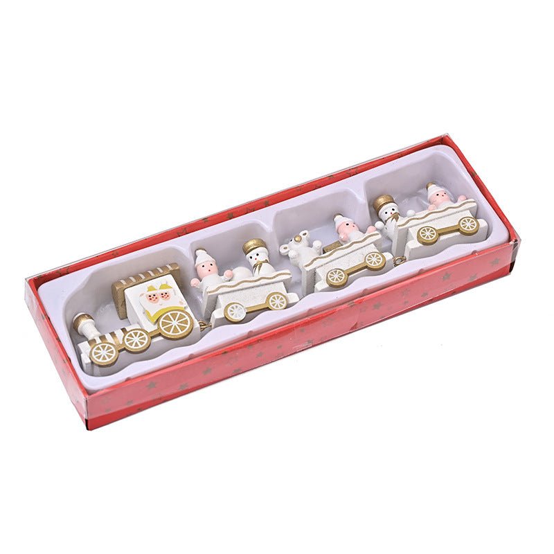 Strict selection of Christmas decorations cartoon creative children's Christmas gifts small train wooden window desktop ornaments