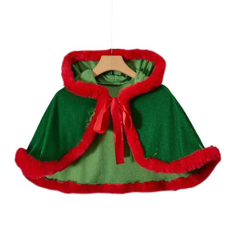 Amazon Christmas Shawl Cloak Christmas Costume Girls Party Cos Red and Green Christmas Costume Performance Uniform - Kasa & Pet