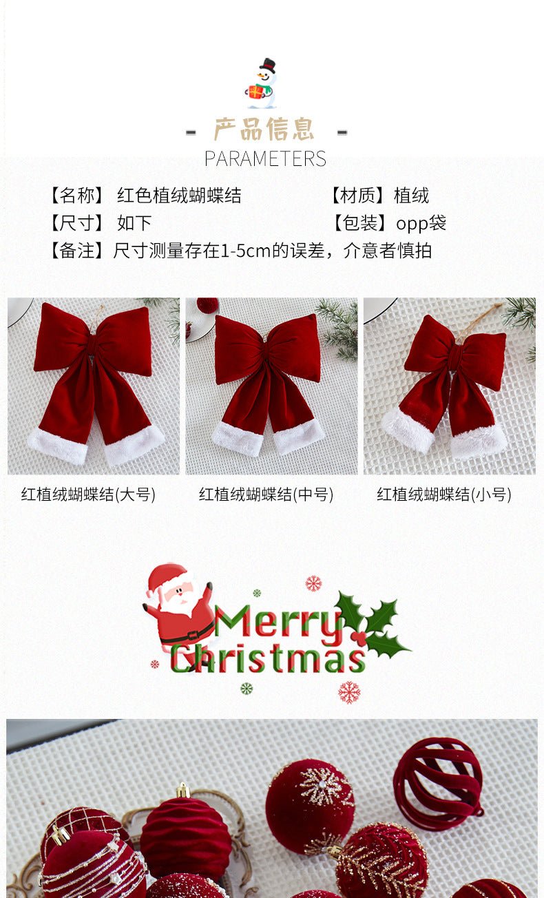Christmas Tree Decoration Home Gold Velvet Bow Large Pendant Photo Atmosphere Props Atmosphere Flocking Bow