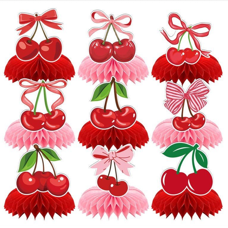 European and American Strawberry Birthday Theme Party Supplies Flags, Flowers, Honeycomb Table Decorations, Desktop Table Decorations - Kasa & Pet