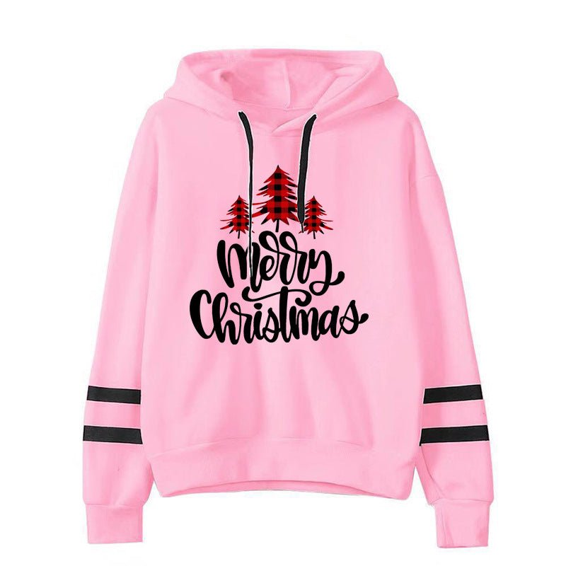 Christmas Red Plaid Christmas Tree Merry Christmas Print Parallel Bars Striped Sweat Autumn and Winter Europe and America - Kasa & Pet
