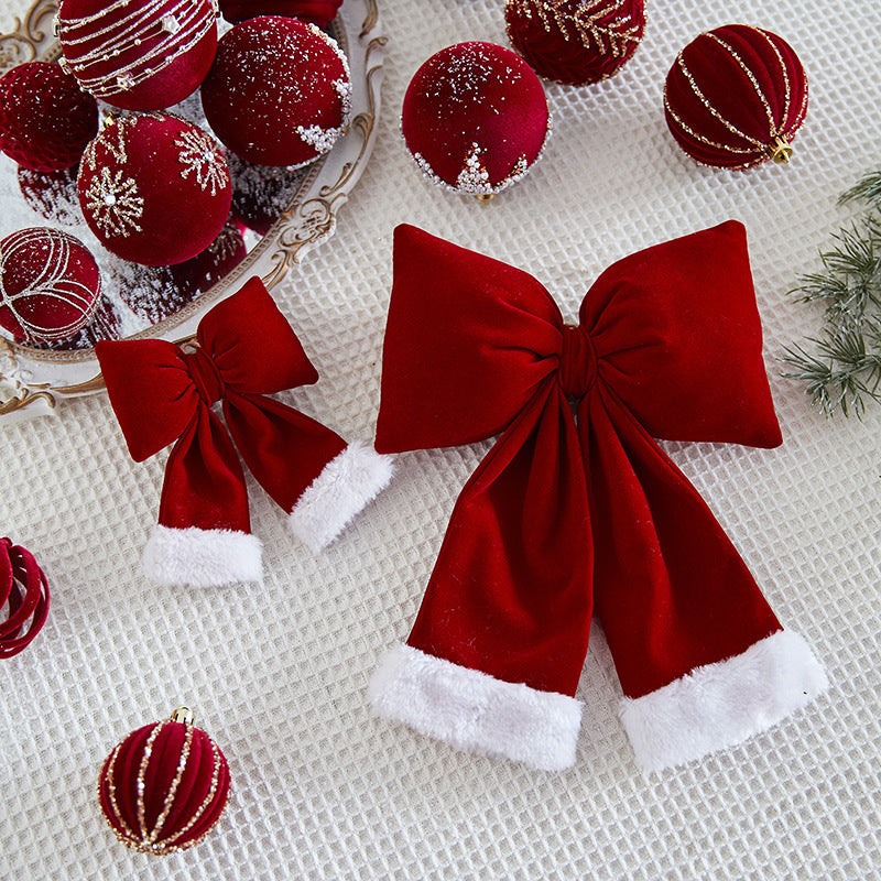 Christmas Tree Decoration Home Gold Velvet Bow Large Pendant Photo Atmosphere Props Atmosphere Flocking Bow