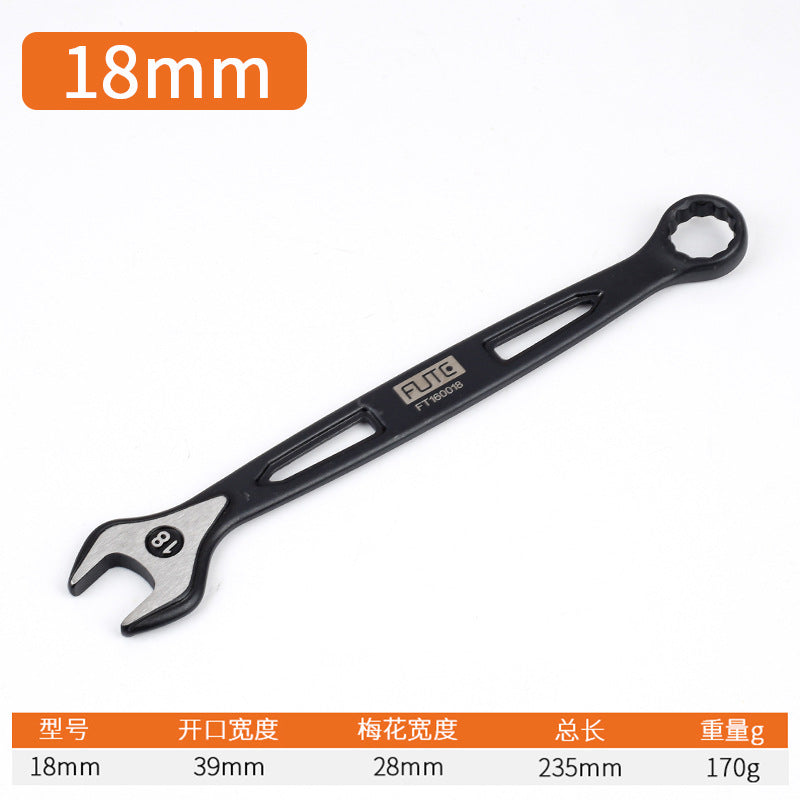 [Industrial dual-purpose wrench] Chrome vanadium steel forged handle hollow black quick wrench extended open-end wrench