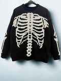 Cross-border Trade Europe and the United States Contrasting Skull Jacquard Knitted Sweater Amazon Autumn and Winter Loose Casual Halloween Sweater
