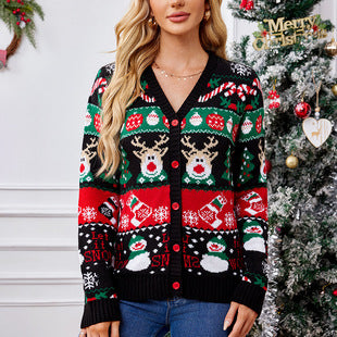 Cross-Border Popular Santa Claus European and American Sweater for Women 2025 Autumn and Winter New Sweet Embroidered Pullover Christmas Sweater