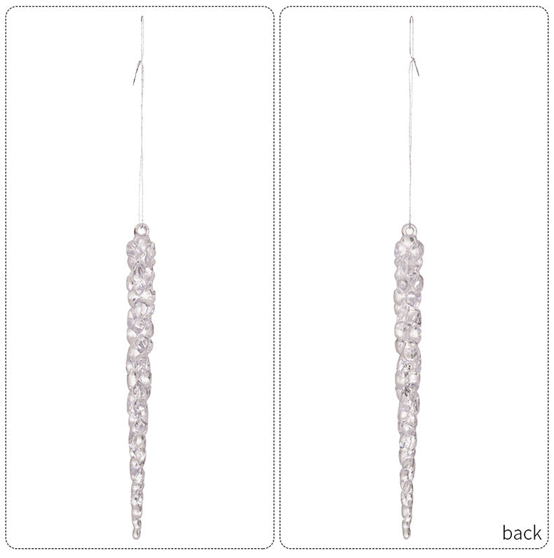Simulação de Natal Icicles acrílicos, ornamento de Natal, gelo falso para festa de inverno, decoração de ano novo, 15cm, 6 peças