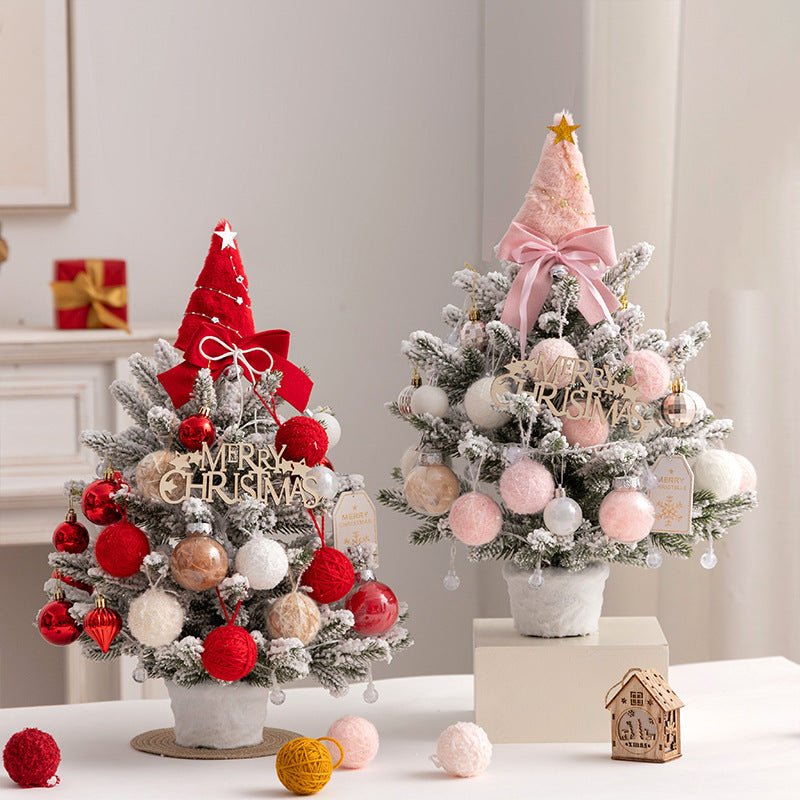 Christmas tree new desktop christmas tree pvc with lights christmas tree mini diy christmas decoration flocking
