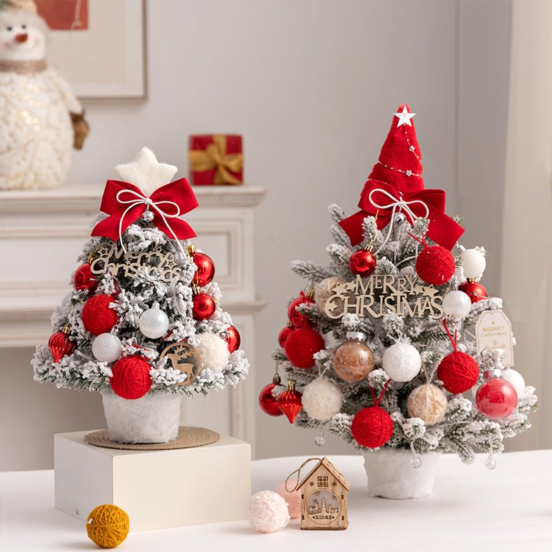 Christmas tree new desktop christmas tree pvc with lights christmas tree mini diy christmas decoration flocking