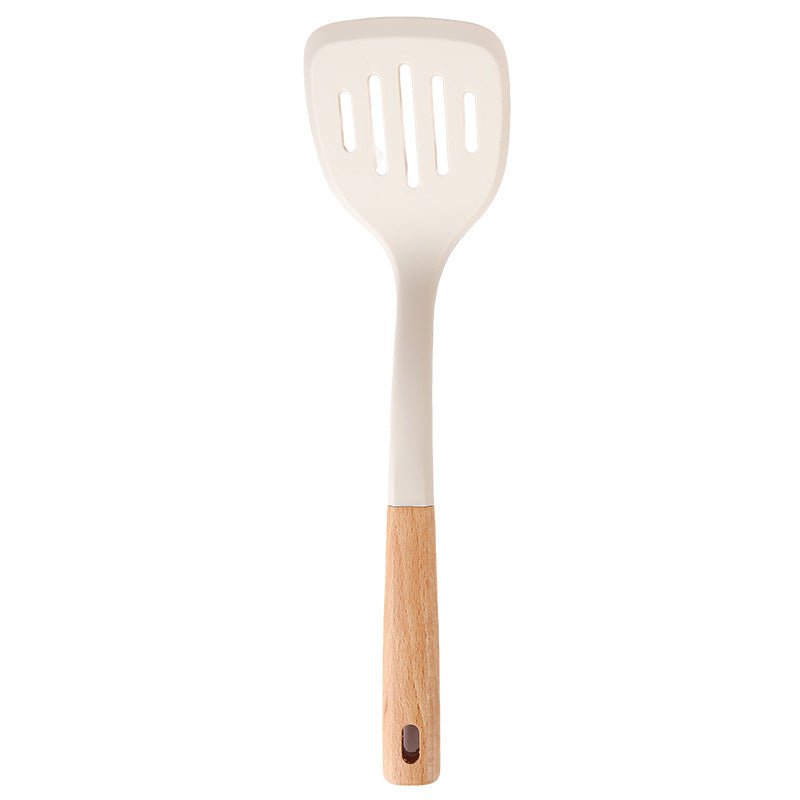 Wooden Handle Silicone Kitchen Utensil Set, Non-Stick Pan, Silicone Spatula, Soup Spoon, High Temperature Resistant Silicone Cooking Spatula, Daily Kitchen Utensils - Kasa & Pet