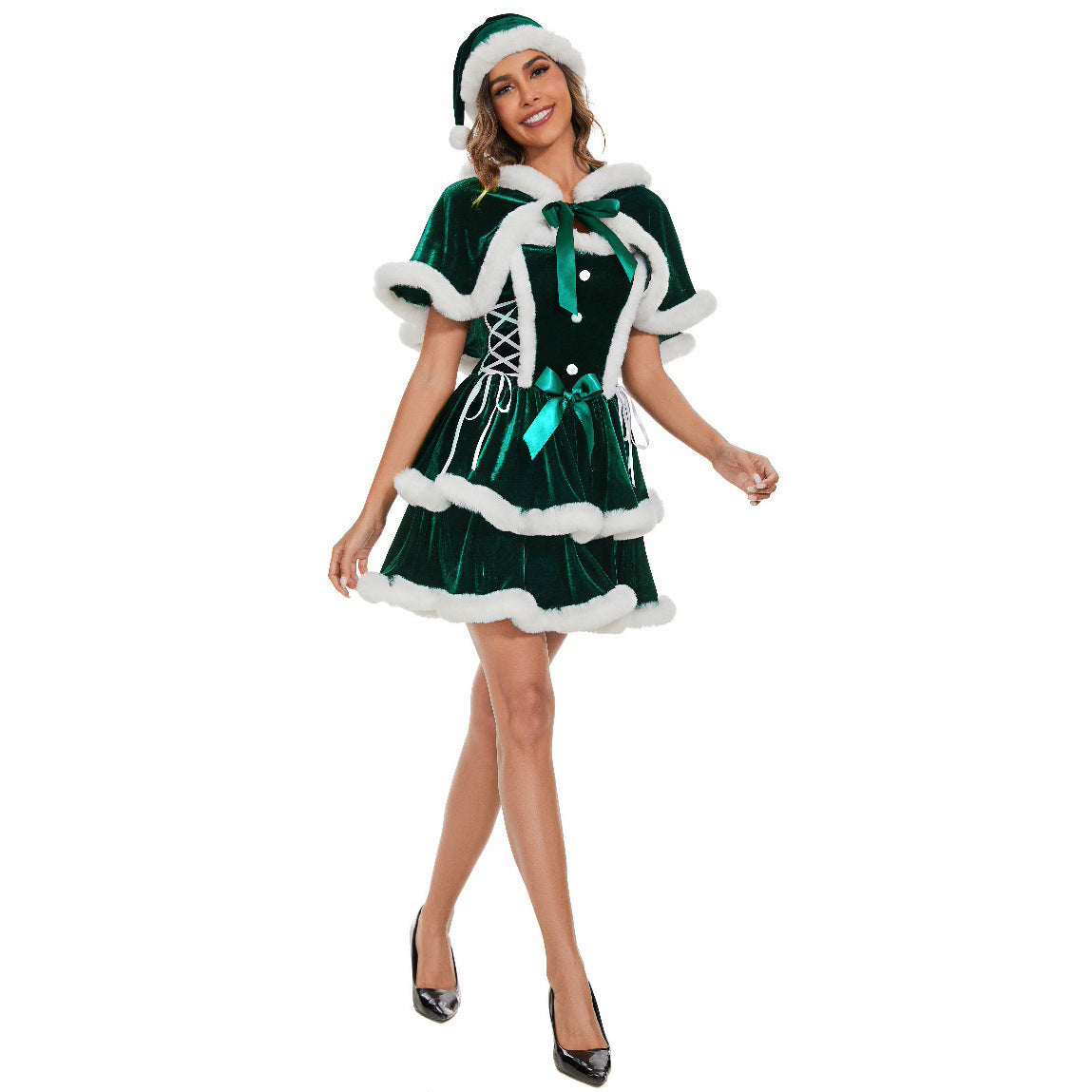 European Size Shawl Christmas Outfit, New Style Girls' Party Cosplay Christmas Costume, Christmas Clothing