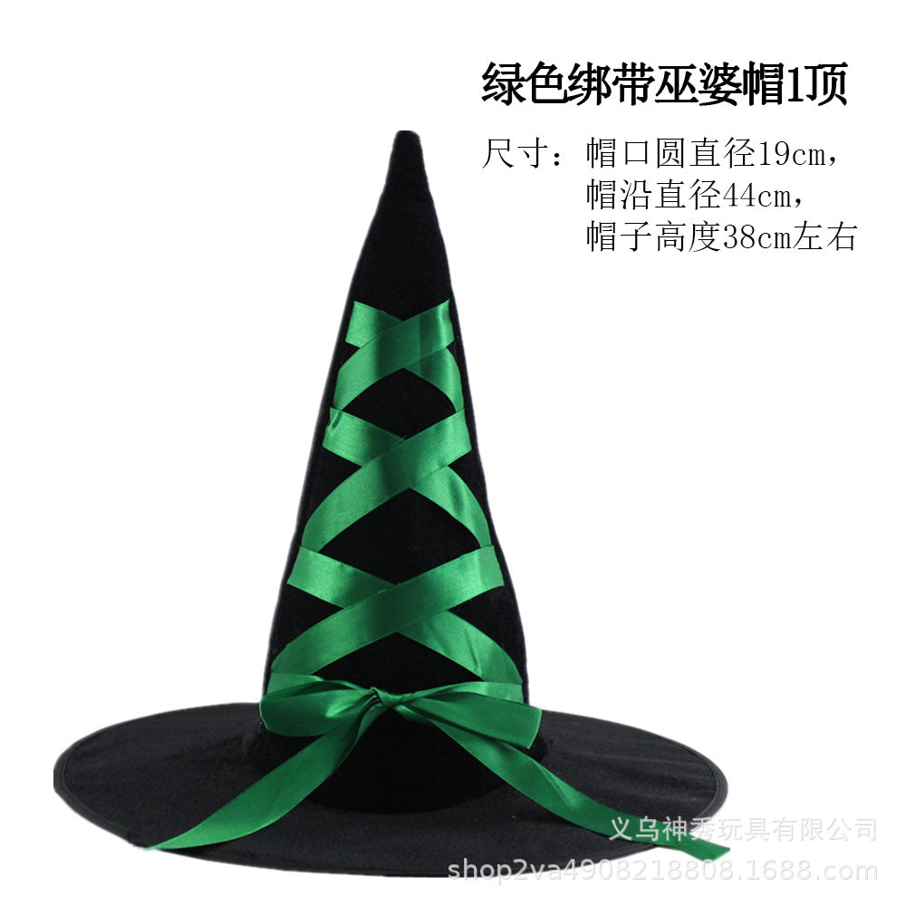 Halloween Prom Party Hat Witch Hat Witch Hat Spare Hat Printed Pumpkin Hat Black Pointed Hat