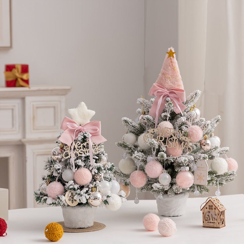 Christmas tree new desktop christmas tree pvc with lights christmas tree mini diy christmas decoration flocking