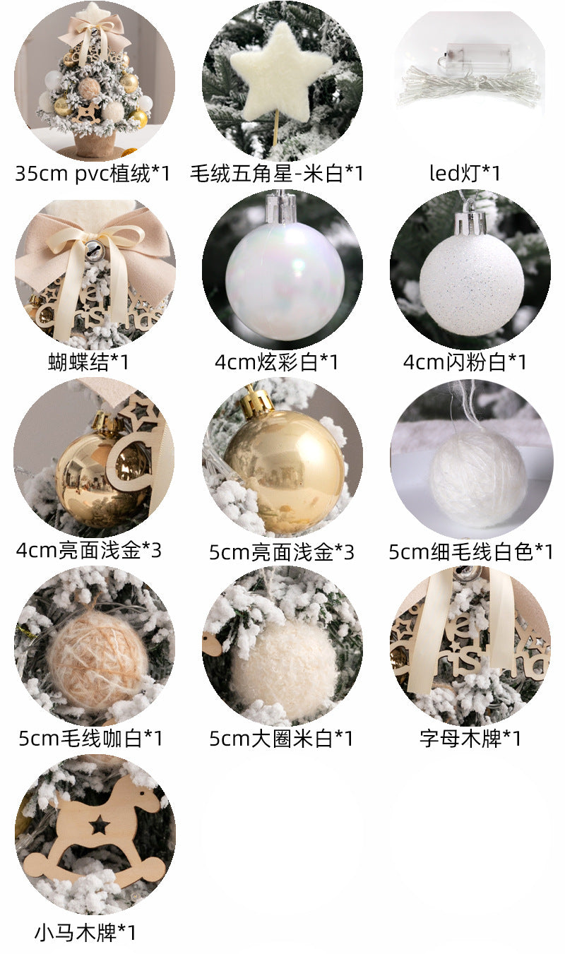 Christmas tree new desktop christmas tree pvc with lights christmas tree mini diy christmas decoration flocking