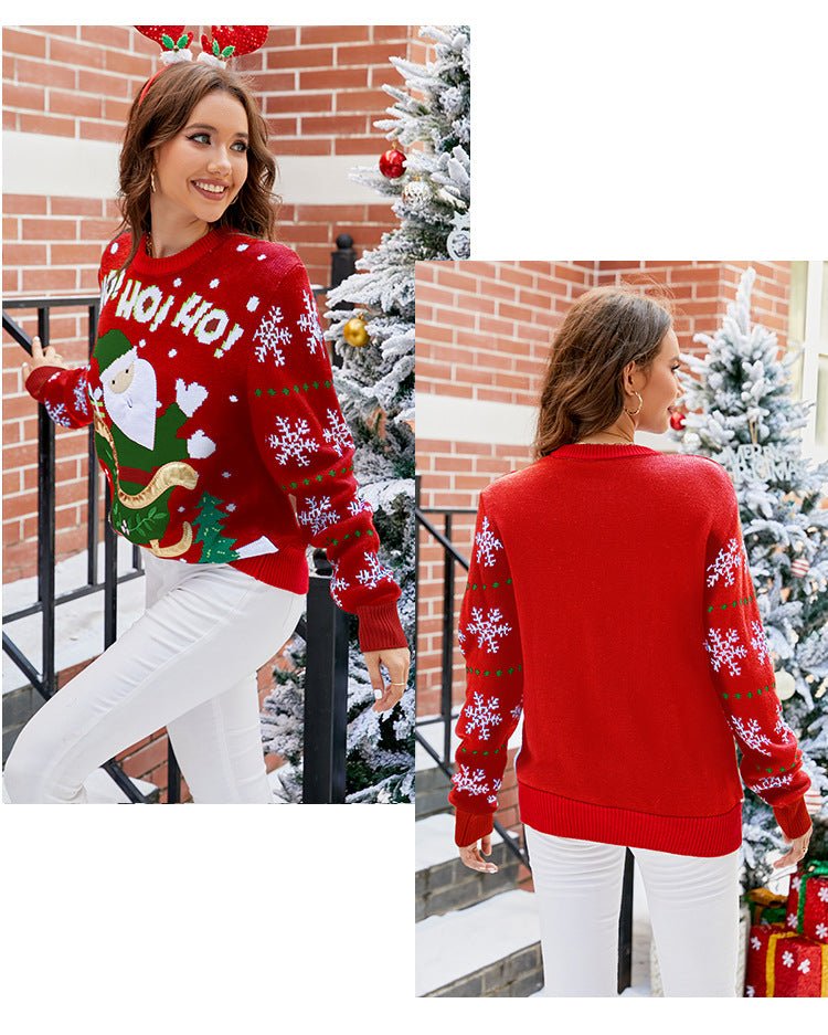 Cross-Border Popular Santa Claus European and American Sweater for Women 2025 Autumn and Winter New Sweet Embroidered Pullover Christmas Sweater