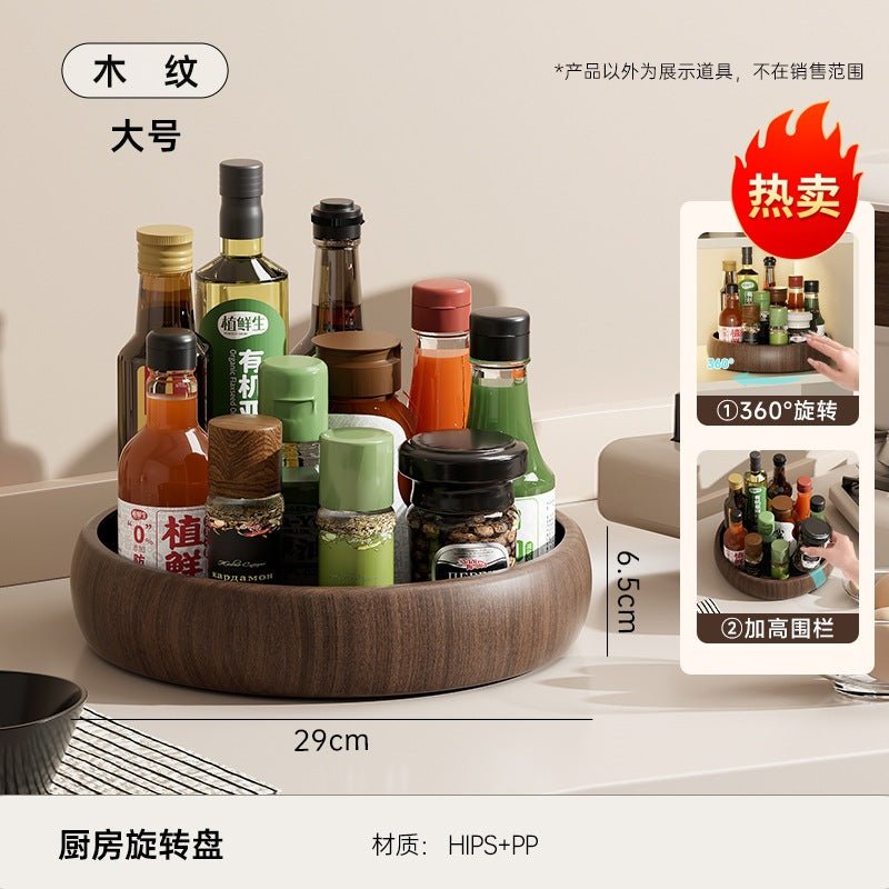 Rotating Kitchen Rack Household Kitchen Large-Capacity Rotating Seasoning Tray Oil Salt Sauce Vinegar Bottle Seasoning Rack Storage Tray - Kasa & Pet