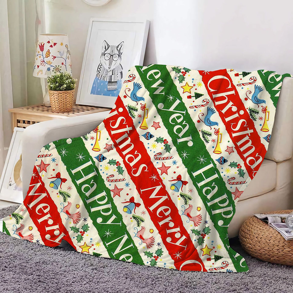 Christmas Decoration Blanket Holiday Blanket Red Festive Blanket Christmas Tree Polo Sofa Blanket Flannel Blanket - Kasa & Pet